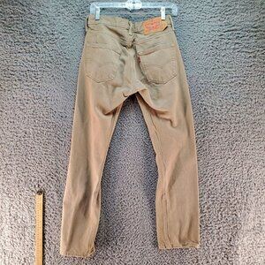 Levis Jeans Mens 28x30 Light Brown 501 Original Fit Cotton Straight Leg